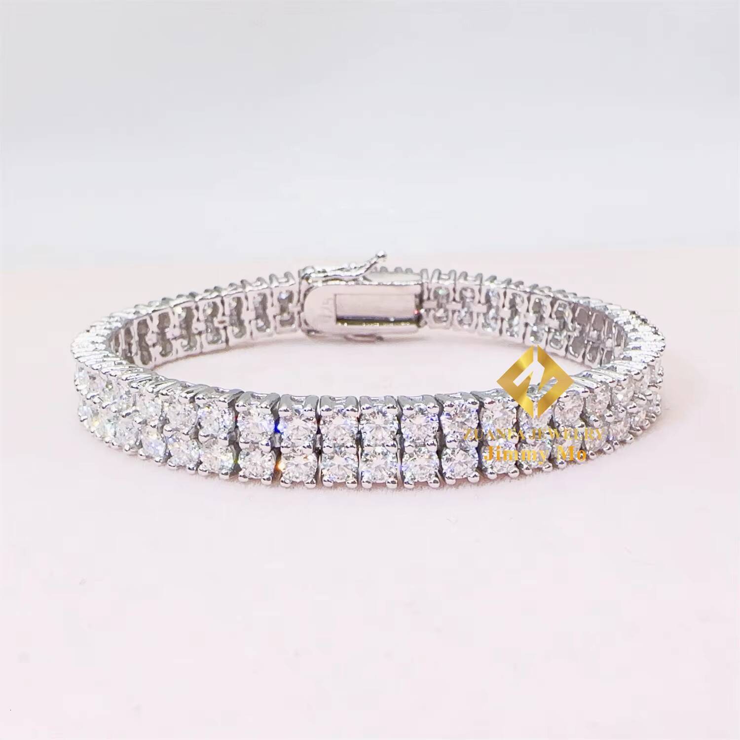 Factory Price Iced Out Chains Silver S925 3mm Two Rows VVS1 Moissanite Tennis Chain Bracelet Women and Men