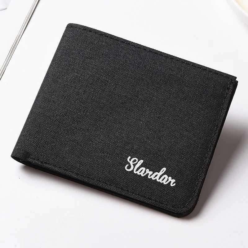 Mens Short Canvas Wallet Student Ultra-Thin Trendy Minimalist Wallet Simple and Can Hold Drivers License XJ250806