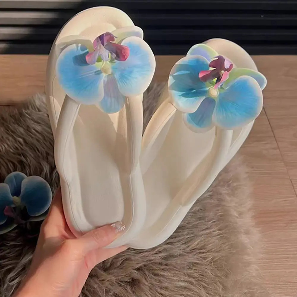 EVA Flip Flops Anti-Slip Summer Herringbone Slippers Butterfly Orchid Beach Shoes Summer 250731