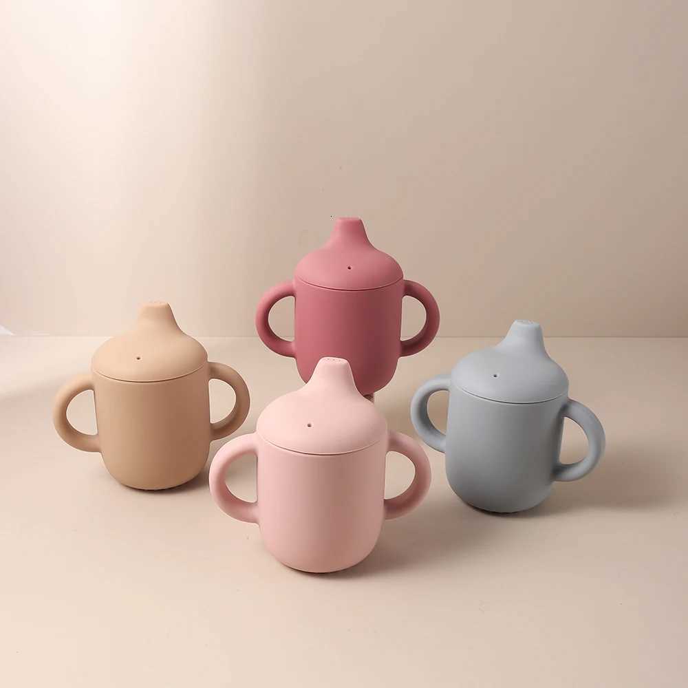 180ML Baby Silicone Sippy Cup BPA-Free Portable Feeding Cup Portable Learning Hand Shank Drinking Water Training Cups X250806