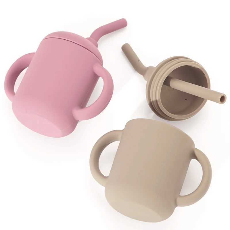 Portable Baby Feeding Cups Kids Learning Drinkware Liquid Feed Silicone Sippy Cups Leakproof Mug Toddlers Straw Water Bottle X250806