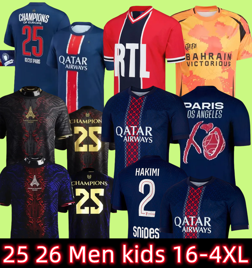 Paris FC Maillot fourth Soccer Jerseys DEMBELE 25 26 enfants 2025 football shirts Equipment uniforms VITINHA BARCOLA NEVES KVARATSKHELIA PSGES D.DOUE MUNICH