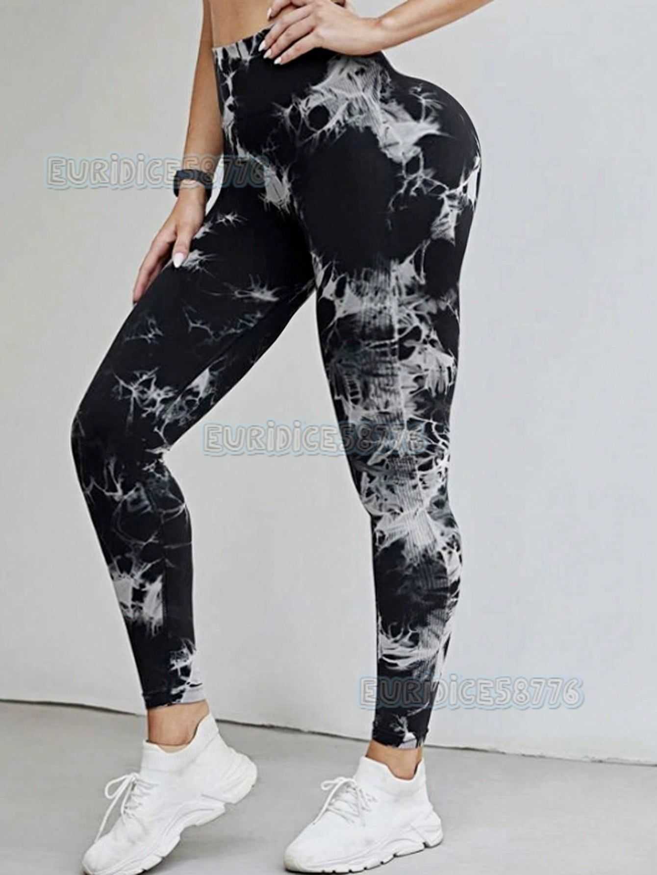 Seamless Honey Peach Yoga Tights Women Tie Dye Tie Bleaching Print High Waist Hip Lifting Sports Running Fitness Pants H250806
