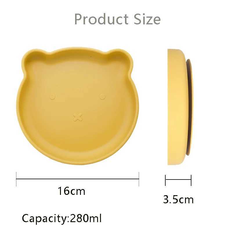 Baby Safe Silicone Dining Plate Solid Cute Cartoon Bear Children Dishes Training Tableware Kids Feeding Bowls BPA Free X250806