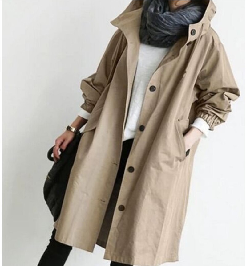 Autumn Casual Style Trench Coat for Women, Mid-Length, Petite, New Style, Elegant Waist-Cinching, Colors, 8 Sizes, Long Sleeve Outerwear