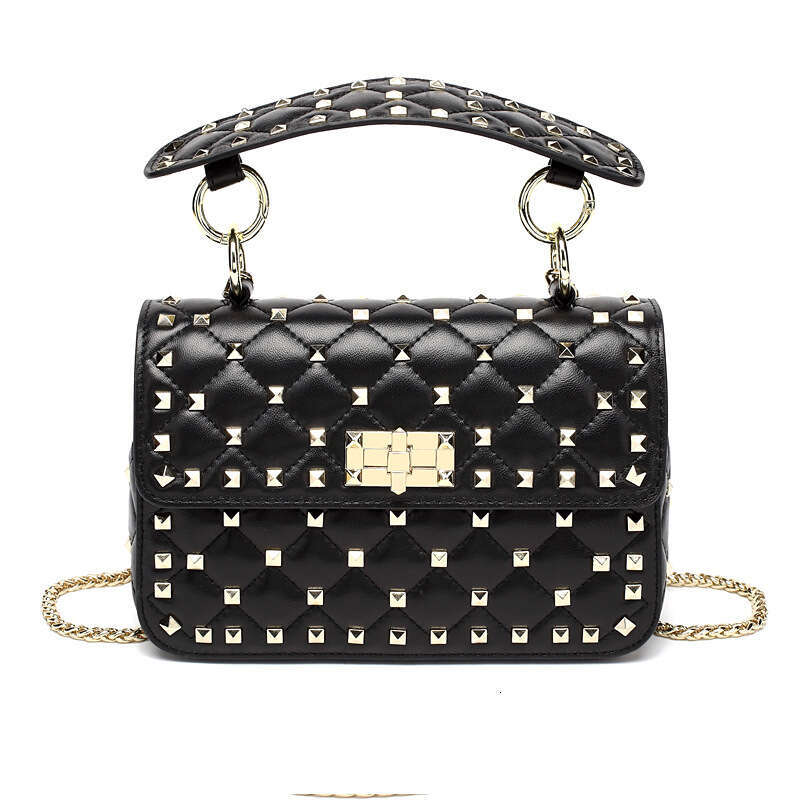 Women's 2025 New Genuine Leather Handbag Studded Handheld Sheepskin Elegant Shoulder Crossbody Bag