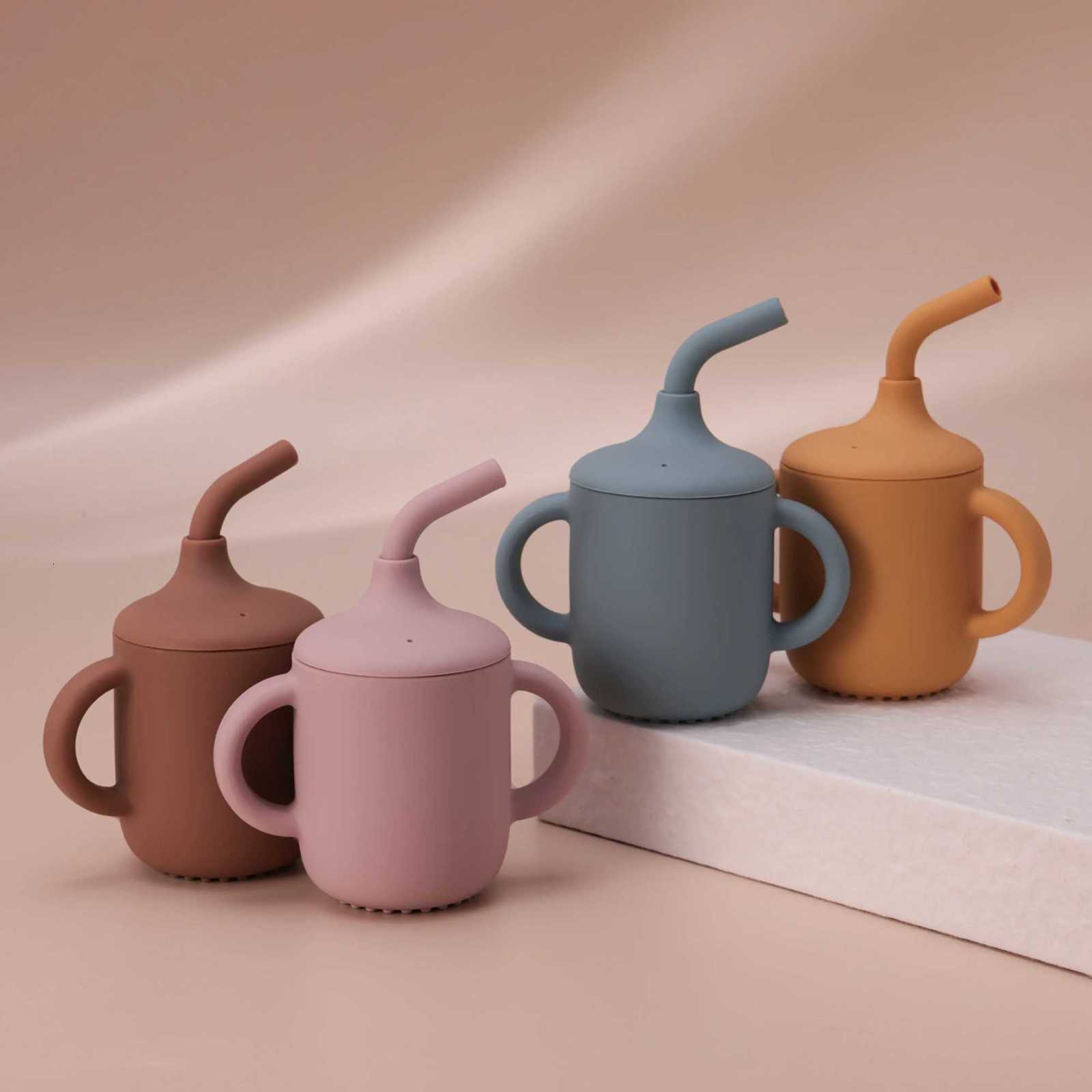 1PCS Baby Silicone Straw Cup BPA Free Leak-Proof Learning Cup Dual Handle Travel Feeding Training Cup Toddler Drinking Water Cup X250806