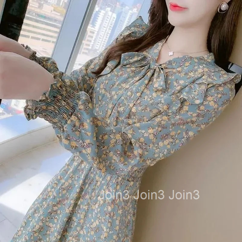 Floral Female Dress Ruffle Womens Long Sleeve Dresses Spring Autumn Hot Designer One-piece Elegant and Beautiful A Line X