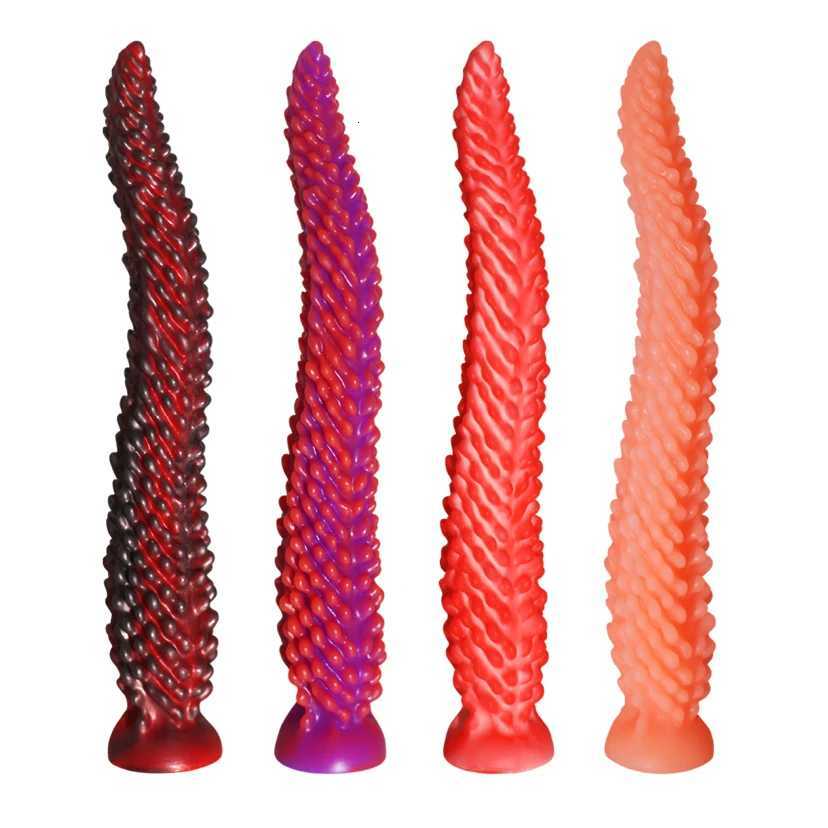 New Alien Tentacle Anal Plug Long Thick Dildo Spiral Silicone Large Butt Plug Suction Cup Anal Toy Dilator Adult Toy for Men and Women XJ250806