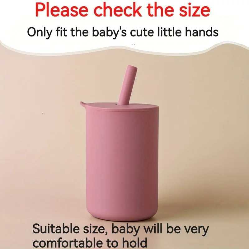 Mini Water Cup for Kids Learning Drinking Portable Training Cup with Straw Lid for Toddler Drinking Water Silicone Baby Water X2508061