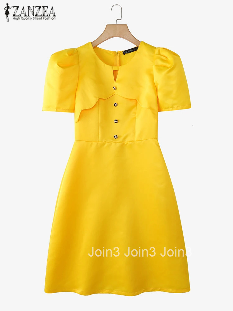 Elegant Party Dress Women Retro Hollow Out Patchwork Knee-Length Sundress Casual OL Work Robe A-Line Summer Vestido