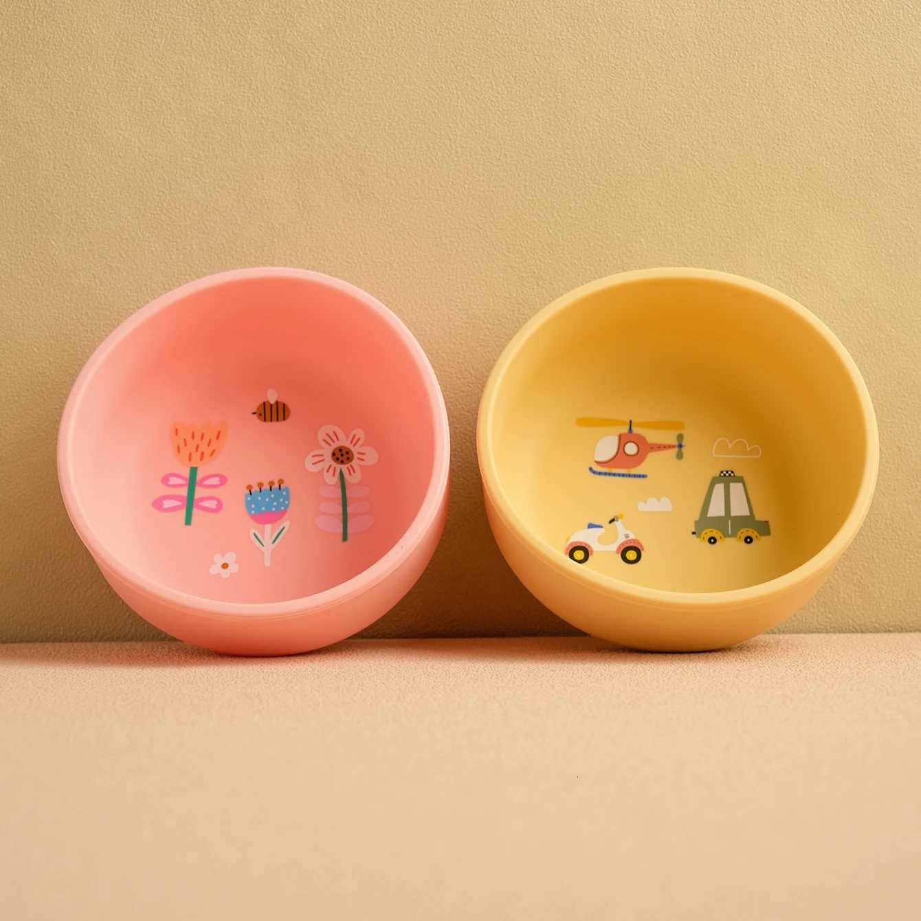 1PCS Baby Silicone Feeding Bowl Cartoon Pattern Baby Dishes Plate BPA Free Food Container Newborn Training Weaning Tableware X250806