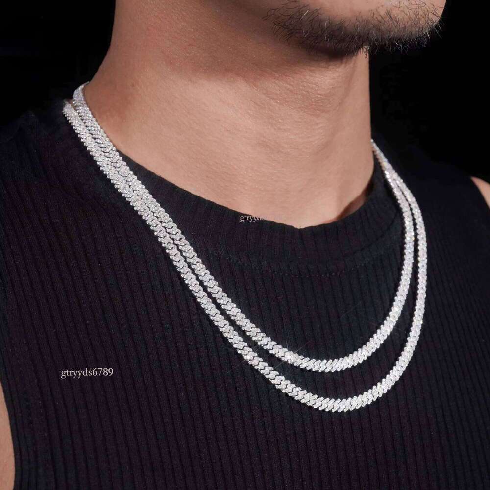 New Style Sterling Sier 5MM VVS Moissanite Dia Cuban Gra Certified Hip Hop Jewelry Iced Out Link Chain Men