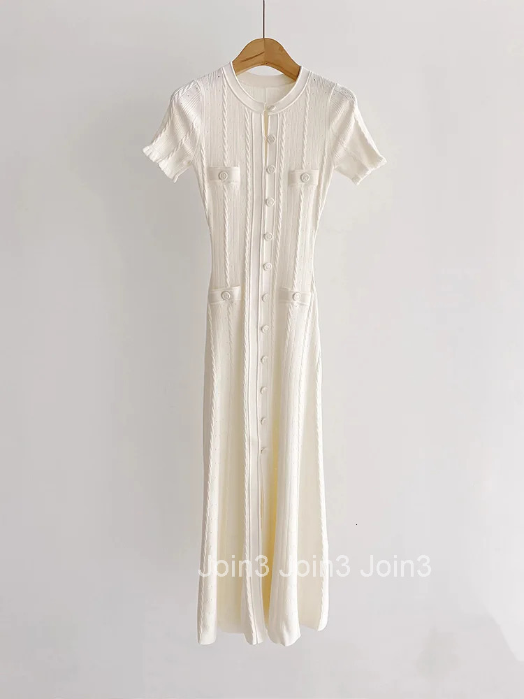 TSDFC New Spring Summer for Women Hollow Knitted Dress Temperament Short Sleeve Elegant Fashion Slim Bodycon Party Dress