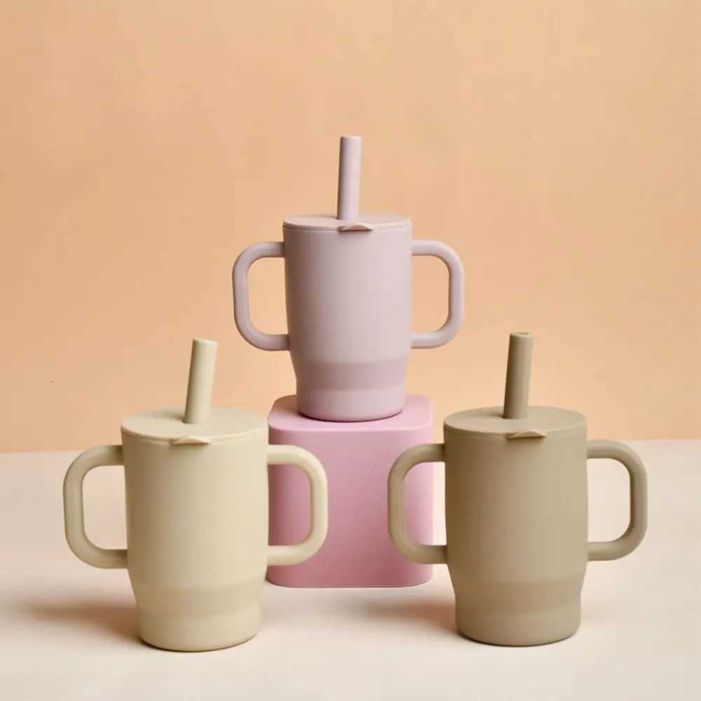 Portable Food Grade Silicone Baby Sippy Cups 180ml Heat-resistant Feeding Cup BPA Free Drop-proof Baby Straw Cup Snack X250806