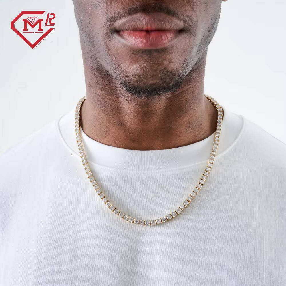 Custom 925 Sterling Silver 5mm Diamond Necklace Men Jewelry Hip Hop Moissanite Tennis Chain