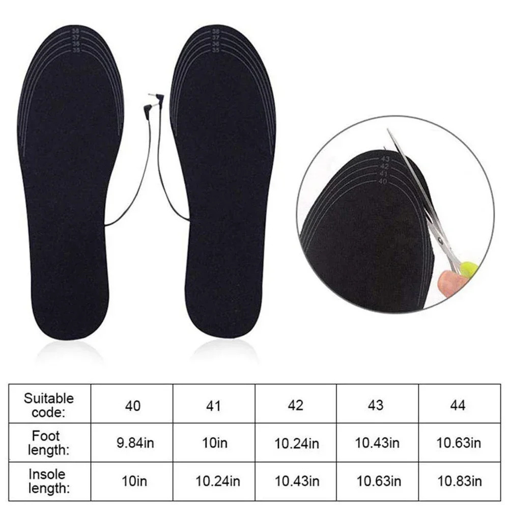 USB Rechargeable Heated Insoles Size 35-46 DIY Customizable Electric Heated Shoes Pad for Outdoor Skiing Winter Foot Warmers 250805