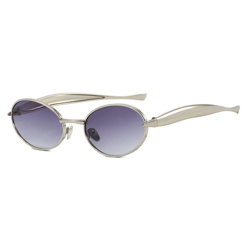 2025 New European and American style Oval Small frame Metal Sunglasses High end Stylish for Runway inspired Looks