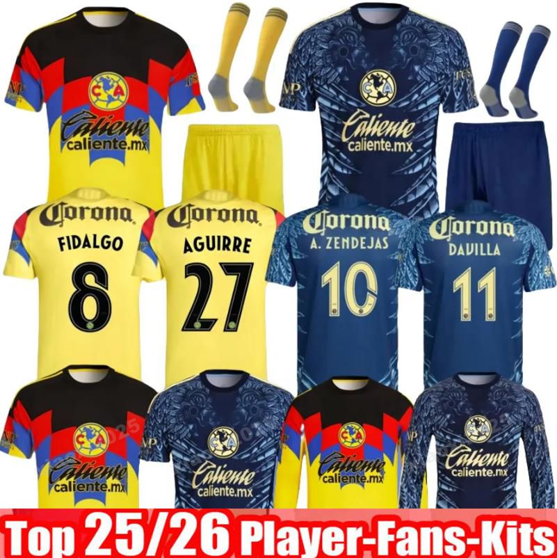25 26 Club America Soccer Jerseys Liga MX HENRY J.QUINONES D.VALDES 3RD A.ZENDEJAS FIDALGO HOME AWAY Third Maillot Fans Slim Player Version KIDS Football shirt