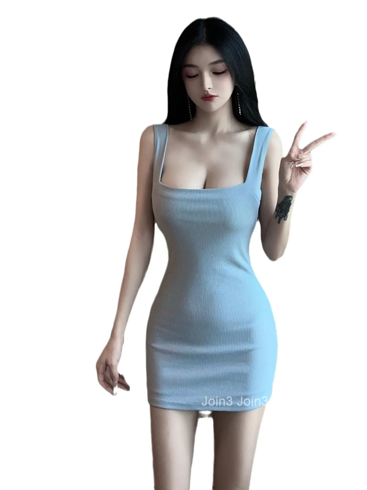 WOMENGAGA New Sexy Playful Low Cut Seduce Tight Dress Elegant Fashion Sexy Korean Women Mini Dress Sweet New Tops VV7W
