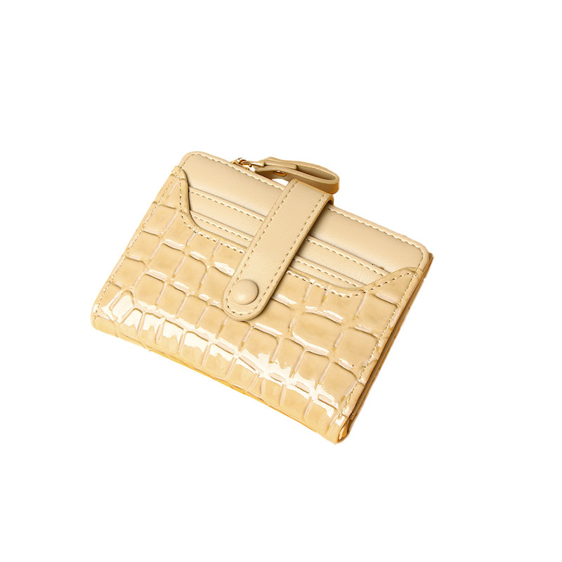 New Short Women's High-end Multi-card Slot Multi-functional Card Holder Solid Color Stone Pattern Coin Purse Wallet