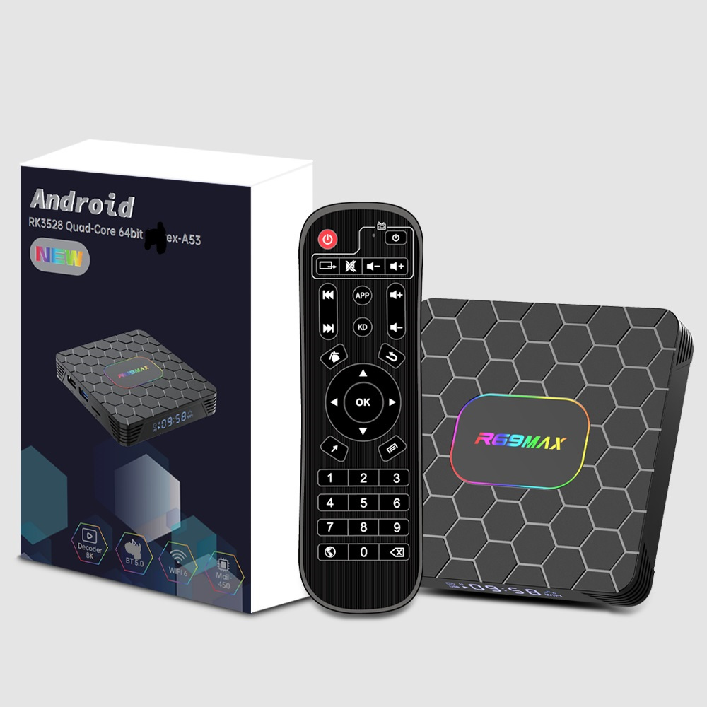 R69 Max Android 14 Smart TV Box Rockchip RK3528 Quad core 4gb RAM 32GB 64GB ROM 8K HD BT 5.0 Media Player Set Top Box