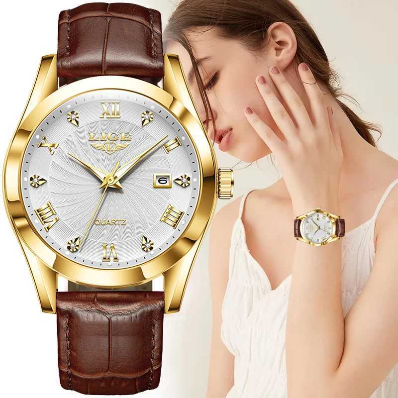 LIGE Women Fashion Leather Military Sport Waterproof es For Women Top Brand Luxury Womens Bracelet Reloj Mujer W250806