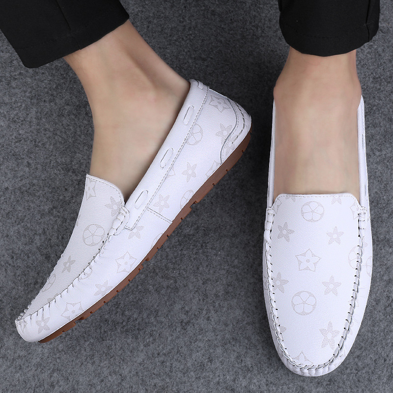Autumn New Mens Printed Casual Leather Shoes Handmade Soft Soles Comfortable Big Size 37-45 Casual Shoes Free Shipping