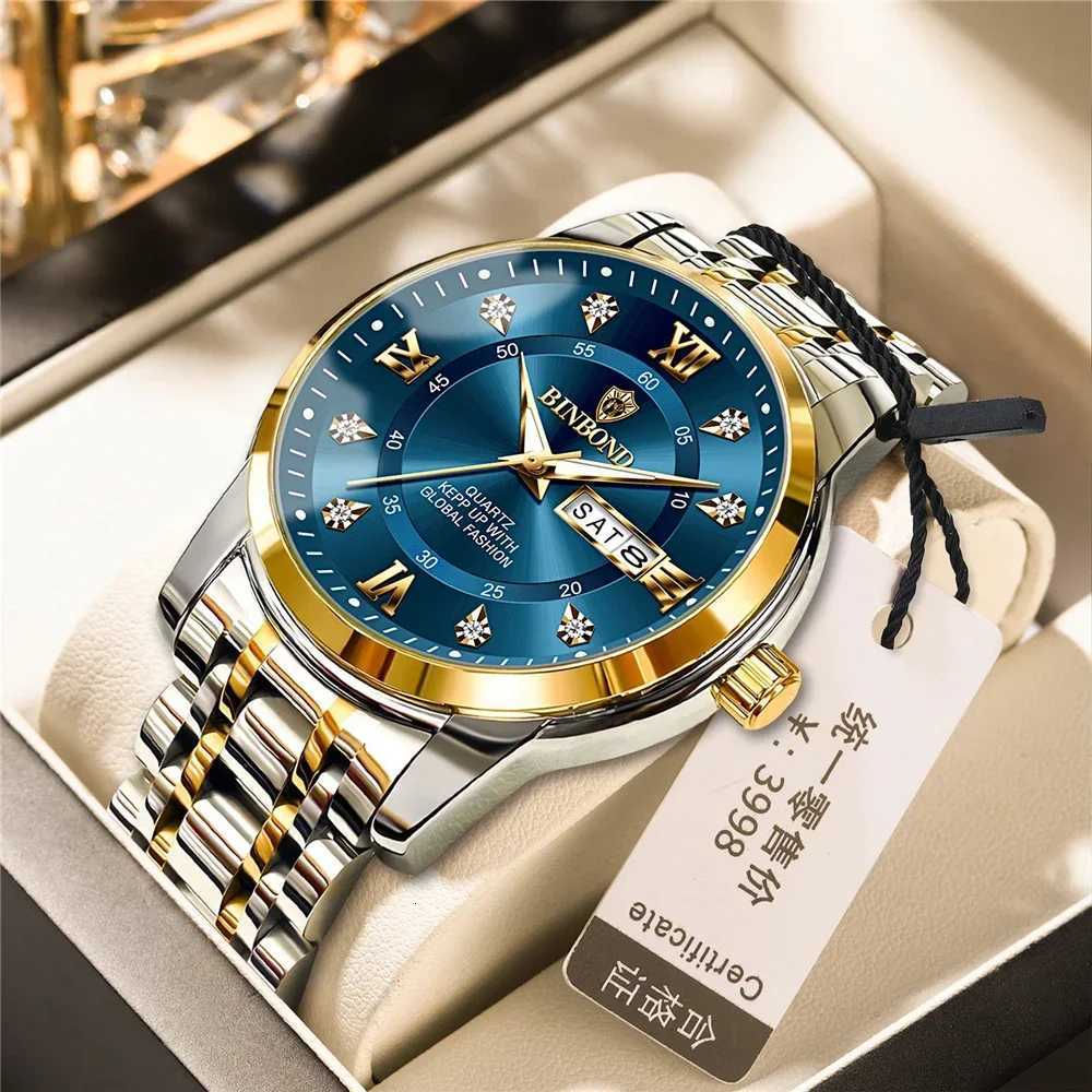 Casual Business Mens Fashion Quartz Wristwatches Gold Diamond Clock Men Luxury Automatic Ice Mens Gifts Watches W250806