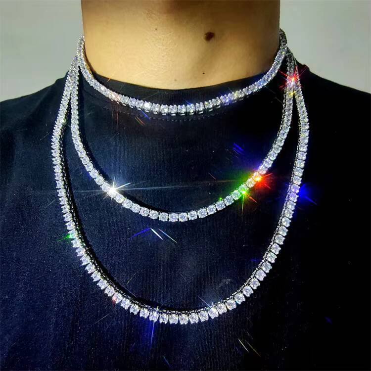Hip Hop Diamond Iced Out Crystal Rhinestone Link Chain Necklace High Quality Moissanite Tennis Necklace for Men and Women
