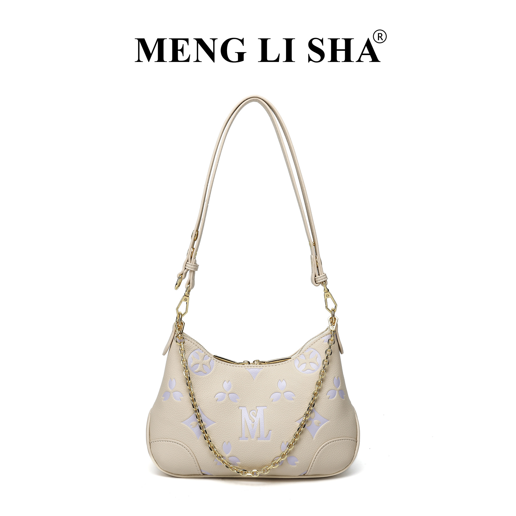 MENG LI SHA Women's 2025 New European and American Retro Denim Single - shoulder Underarm Ox - horn Bag Versatile Commuting - friendly Large - ca