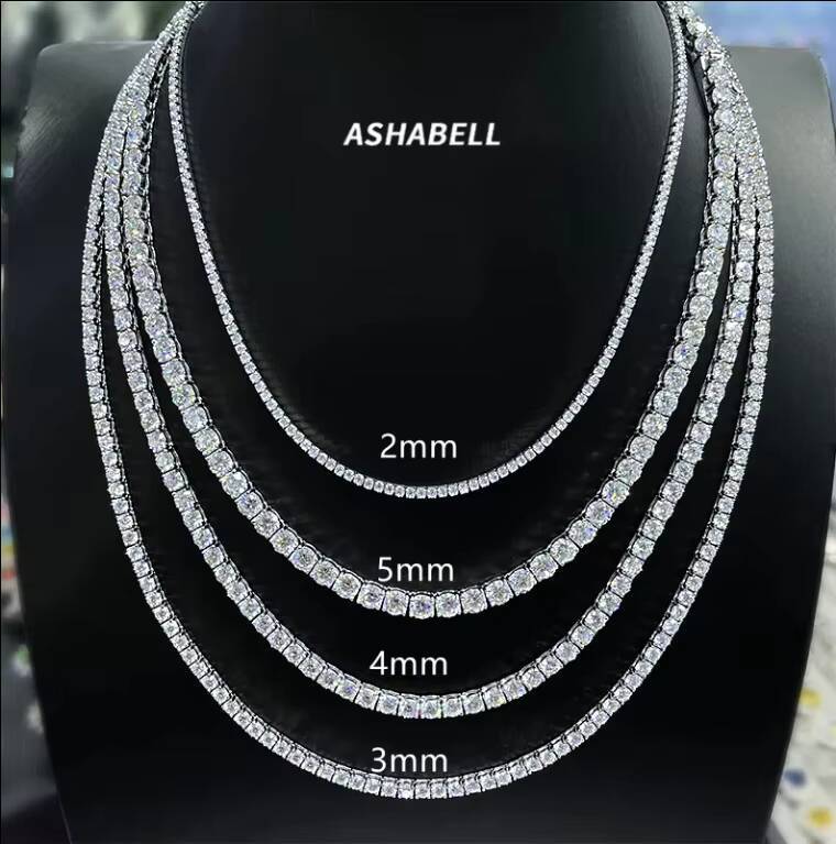 High-quality square Crystal Moissanite Diamond Ring Necklace 925 Silver VVS Moissanite Tennis Chain for Ladies or Gentlemen