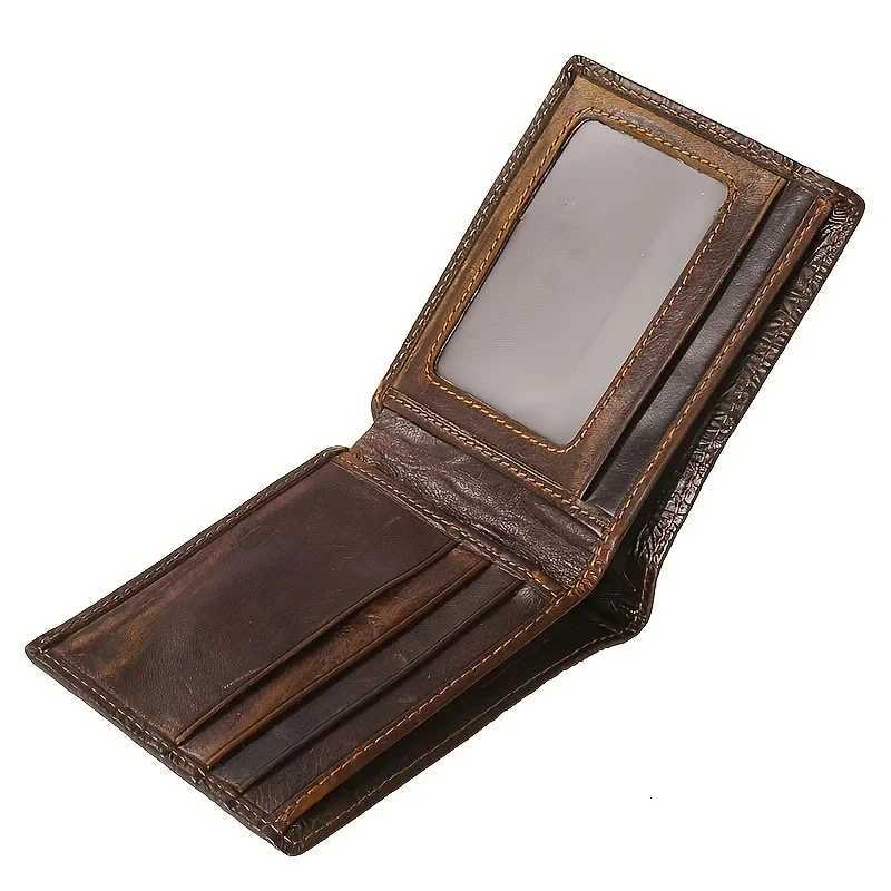 Mens Vintage Genuine Leather Wallet 3D Printed Tiger Wallet Card HolderXJ250806