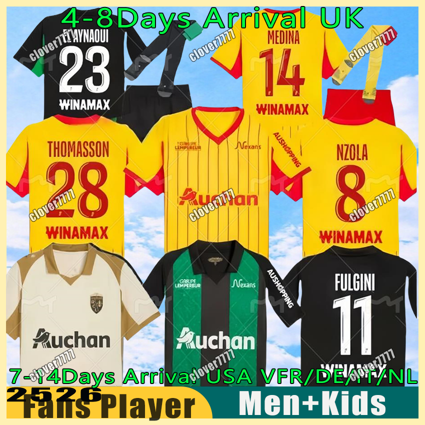 maillot rc lens soccer jerseys maillot lens specia Saint-Barbel home away rc lens 2025 2026 Football Shirt kit kids KAKUTA FULGINI DIOUF SPIERINGS GANAGO Jersey