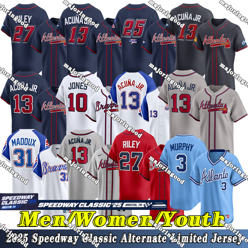Ronald Acuna Jr. Jersey #1 Ozzie Albies Speedway Classic Alternate Limited Jersey Spencer Strider Grant Holmes Custom City Baseball Jerseys Braves Jerseys
