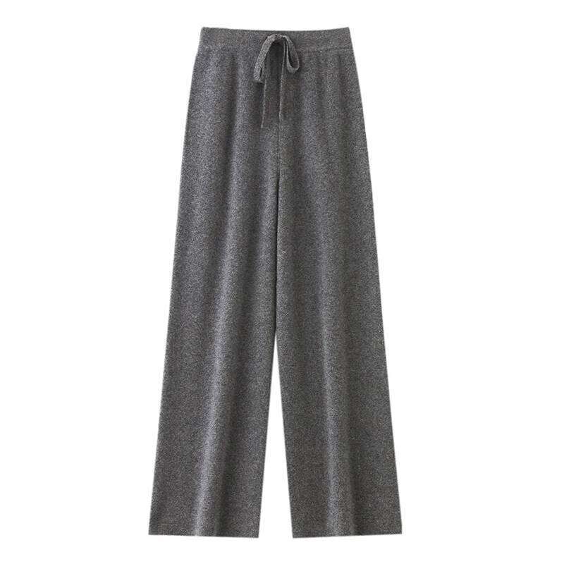100% Merino Wool Women's Knitted Trousers, Popular, Fashionable, Warm, Wide-Leg Pants, New Autumn And Winter 2024 250806