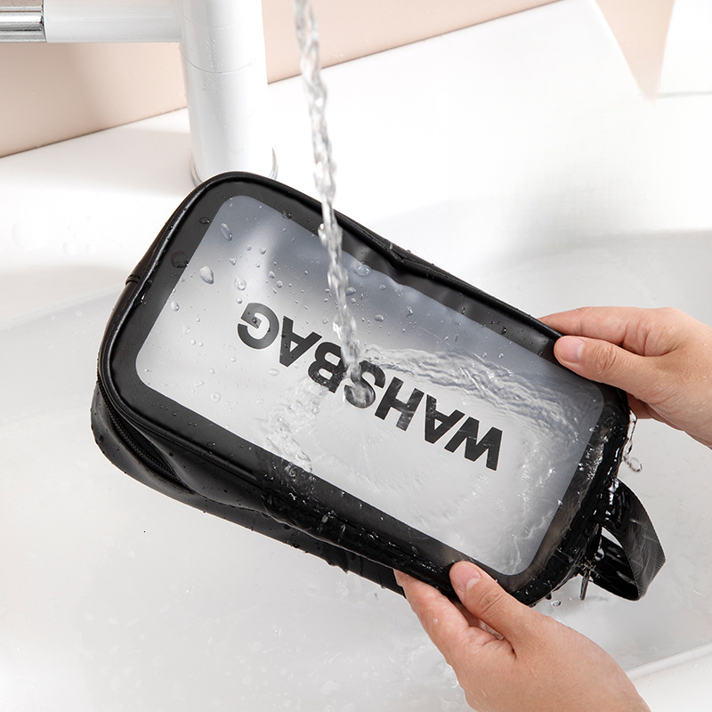 Designer luxury Korean Style Handheld Makeup Bag PVC Dry Wet Separation Toiletry Bag Portable Waterproof Bathing Swimming Matte Storage Bag