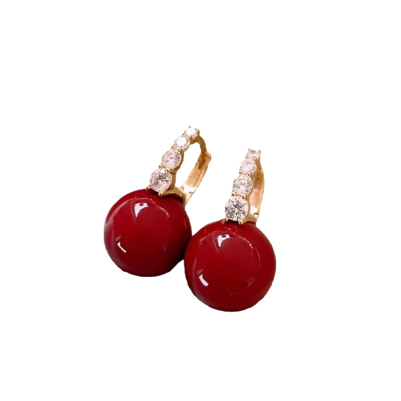 Free Shipping Designer Luxury Jewelry New Women's Red Pearl Earrings Elegant High-end Vintage Earrings Fashion Noble Ear Accessories