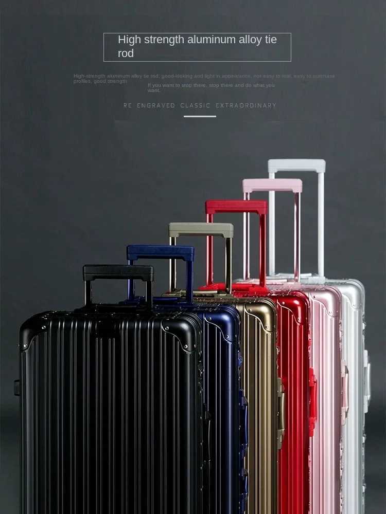 100% Aluminum Suitcase Metal Hard Travel Case Carry-on Luggage Universal Wheel 20/24/30 inch Cabin Suitcase Aluminum Frame W250805