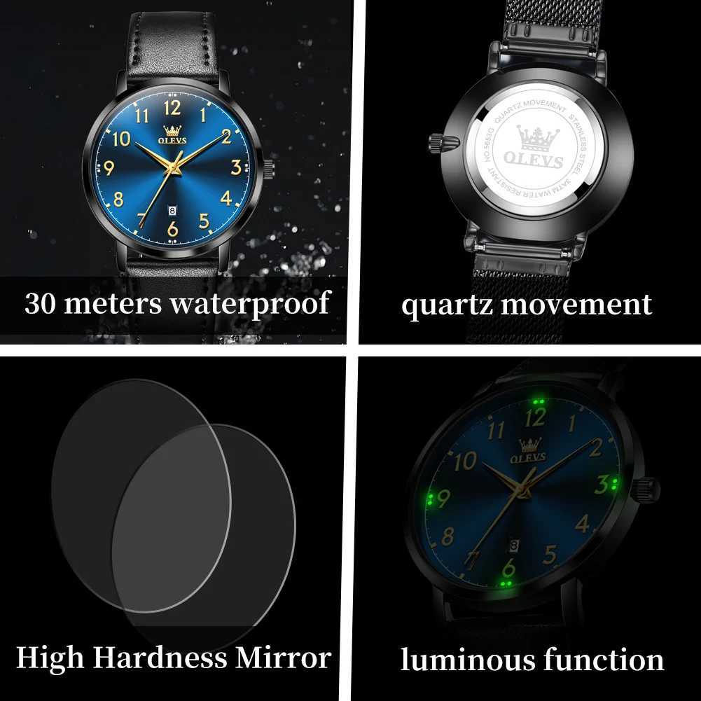 Top Brand OLEVS New 5653 Man Minimalist Fashion Quartz for Men Digital Dial Auto Date Waterproof Mens Wristwatches W250806