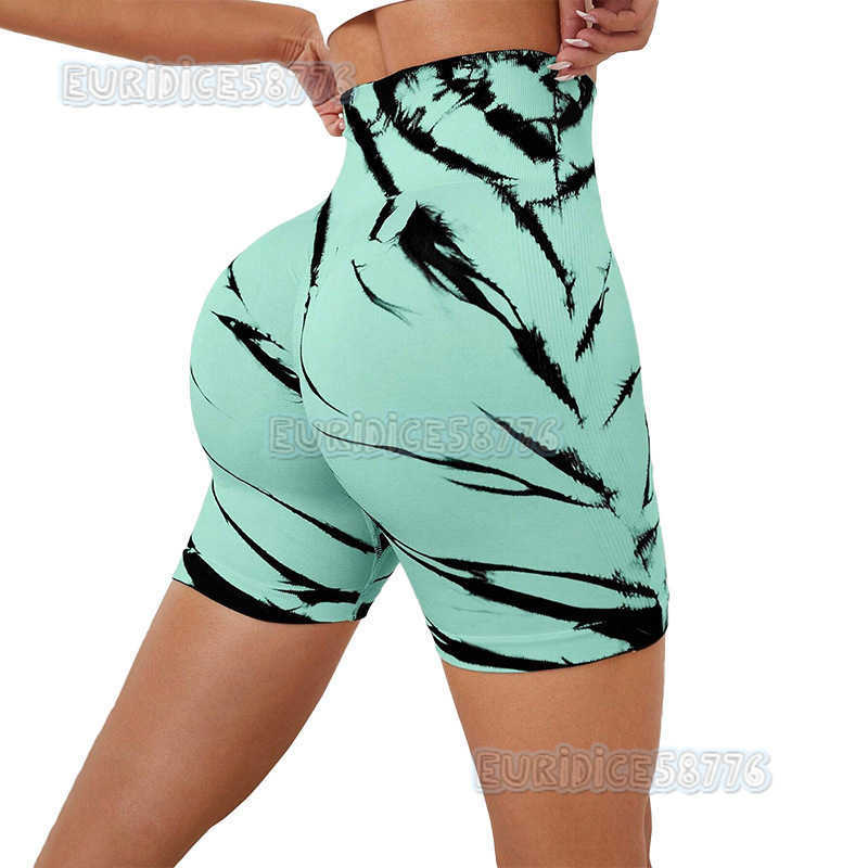 New Seamless Tie-dye Tight Yoga Pants High Waist Slimming Hip-lifting Outdoor Sports Pants Running Training Fitness Shorts H250806