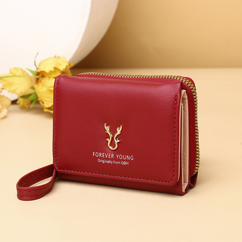 Hot-selling Women's Short Deer Antler Mini Card Holder Coin Purse Two-in-one Fashion 70% off Wallet