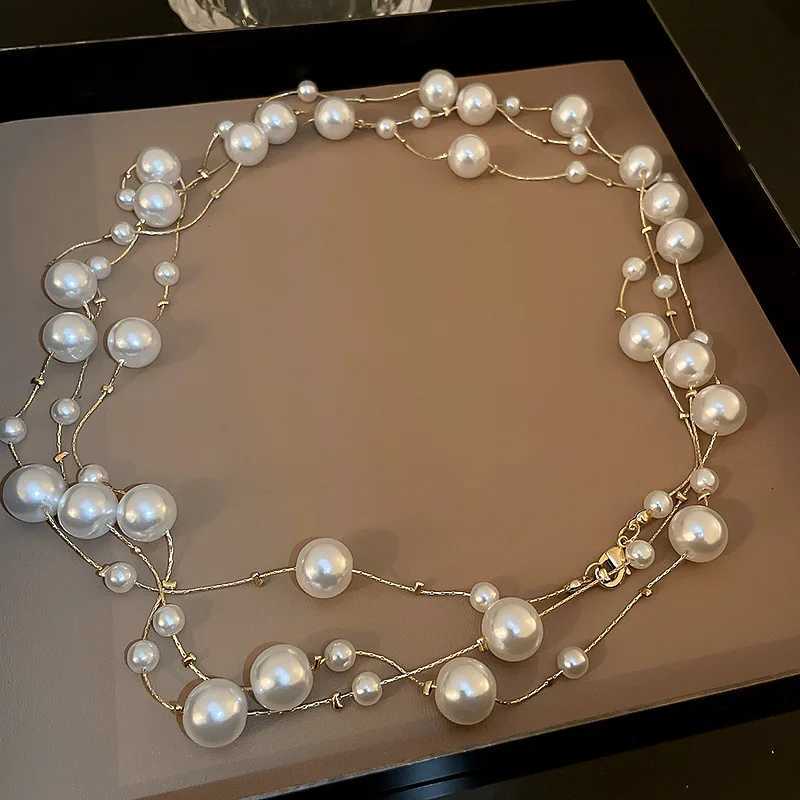 South Korea Temperament Niche Design Exquisite Gentle Long Pearl Necklace Sweater Chain Fashion Sweet Jewelry Accessories Y250805