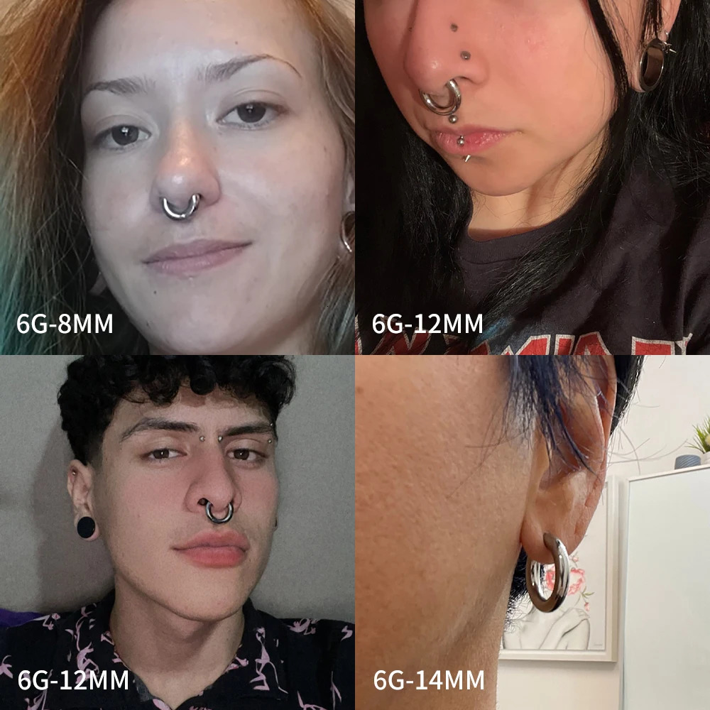 Right Grand ASTM 36 Large Gauge 6G 8G 10G Single Hinged Clicker Segment Hoop Ring Septum Nose Piercing 250805