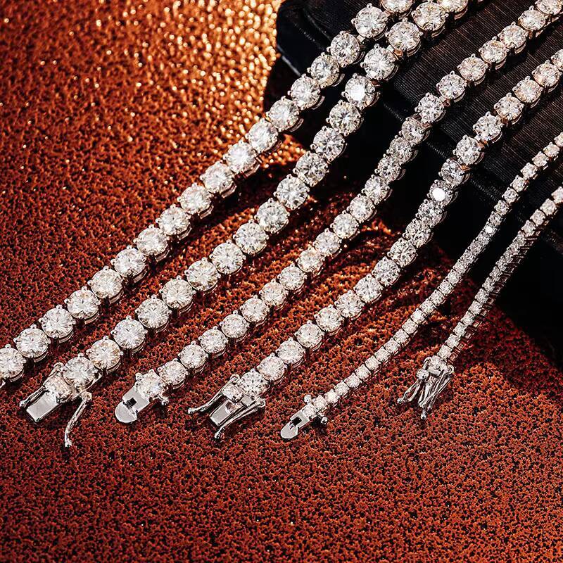 Fine Jewelry 18k Gold Plated Moissanite Tennis Chain Necklace 2mm 3mm 4mm 5mm 6mm 925 Silver for Women and Men