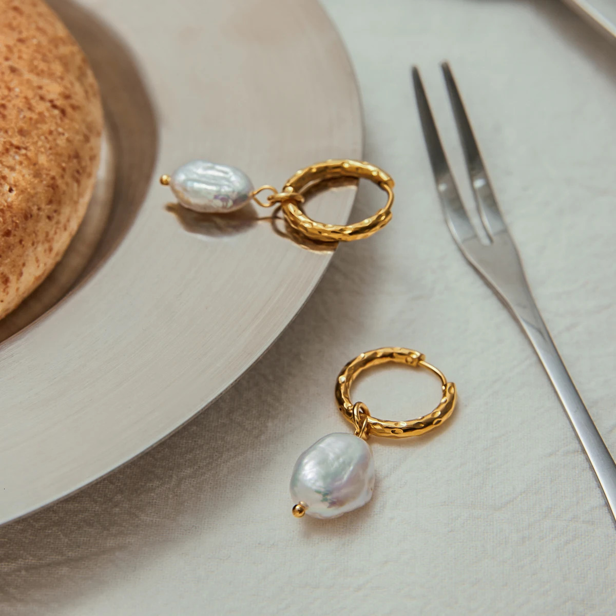 Youthway Irregular Freshwater Pearl Drop Hoop Earrings 2025 Stainless Steel Waterproof Ears Jewelry Elegant Daily Drop Earrings 250805