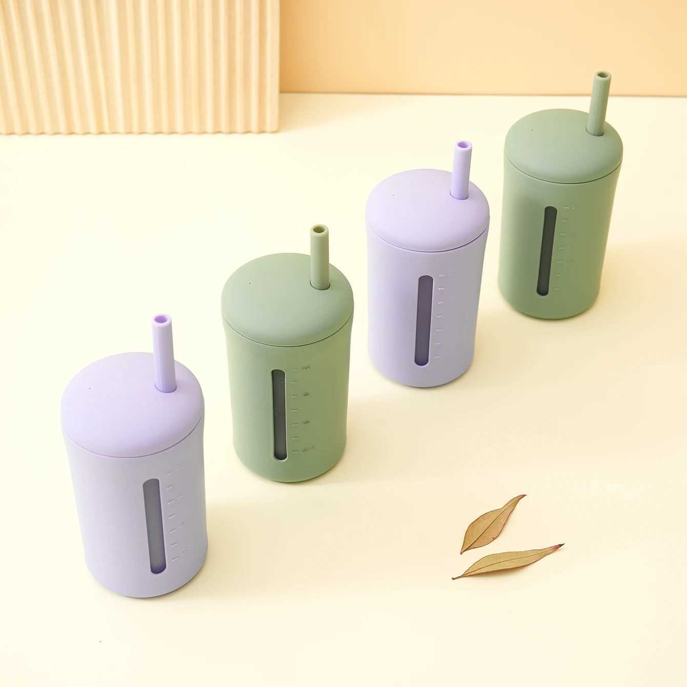 1PCS Silicone Straw Cup For Kids BPA Free Feeding Leak Proof Baby Training Cup Dishwasher Safe Bottle Cup Baby Supplies X250806