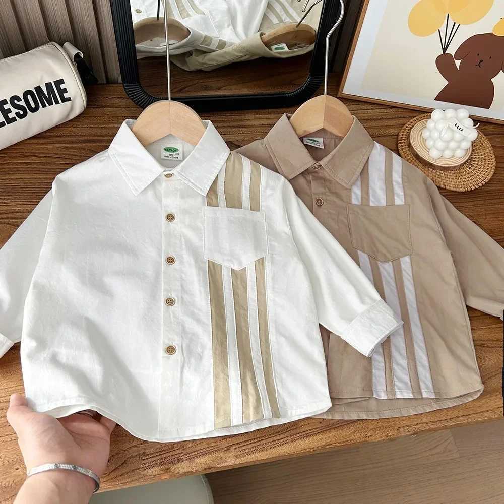 Baby Boys Blouses Striped Outerwear Kids Pocket Jacket Soft Shirts 2024 Spring Autumn 2 To 10 Yrs Childrens Clothing Casual X250806