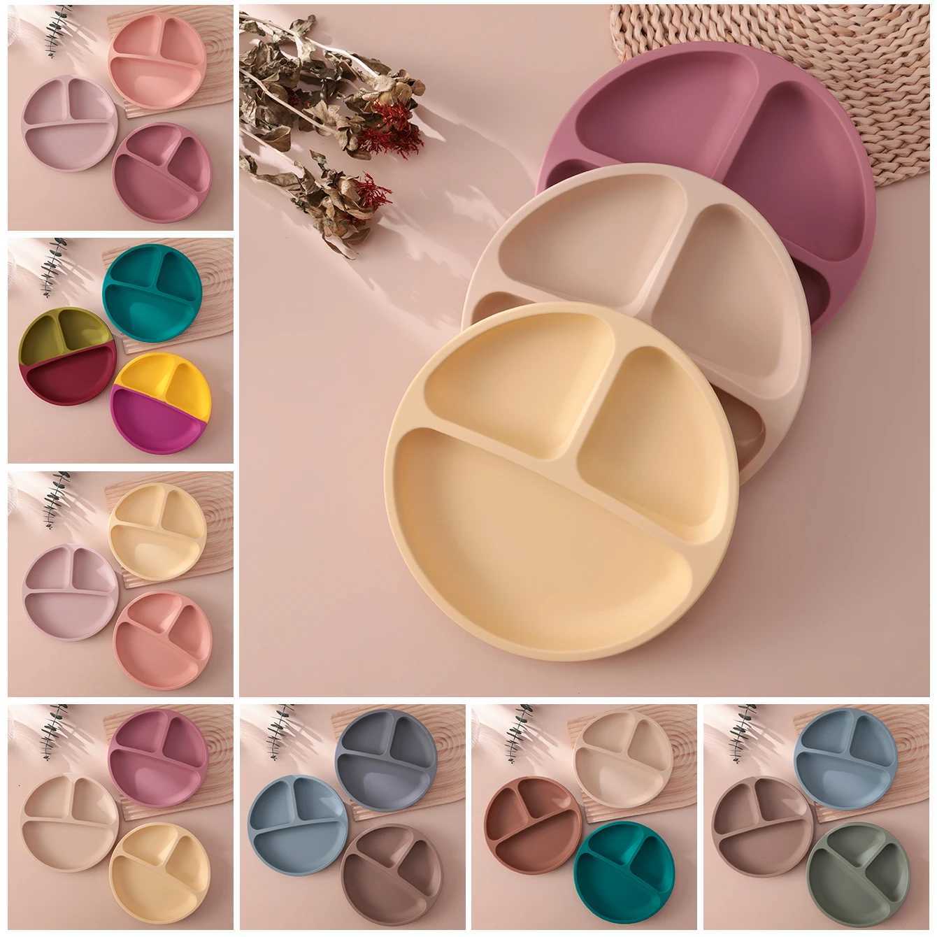 3PCS Silicone Baby Feeding Set with Suction Plate BPA Free Eco Friendly Training Tableware Toddler Weaning Utensils X250806