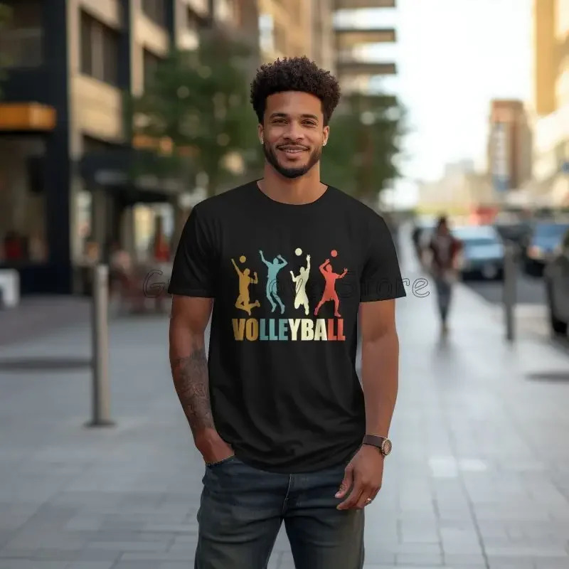 Vintage Retro Style Volleyball Tri Blend Top T-shirts Men Cotton Graphic T Shirt Male Oversized T Shirt Harajuku Streetwear 250806